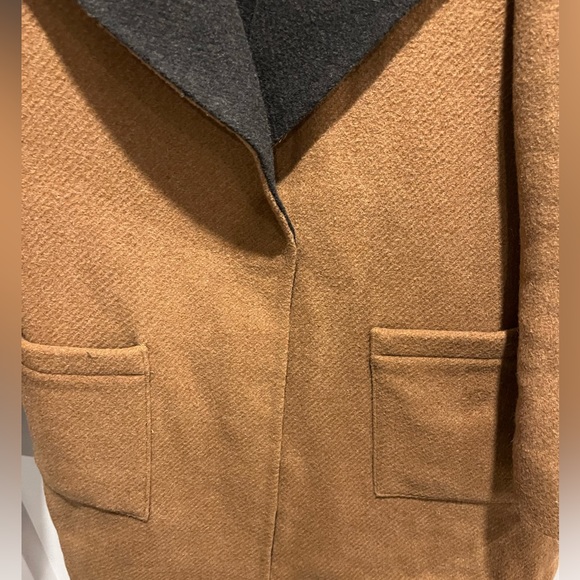 NWOT Cleo Brown & Black Two Tone Black and Tan Wool Blend Women’s Coat - Picture 9 of 11